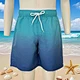 color gradient,waist string,pocket,mens swim trunks